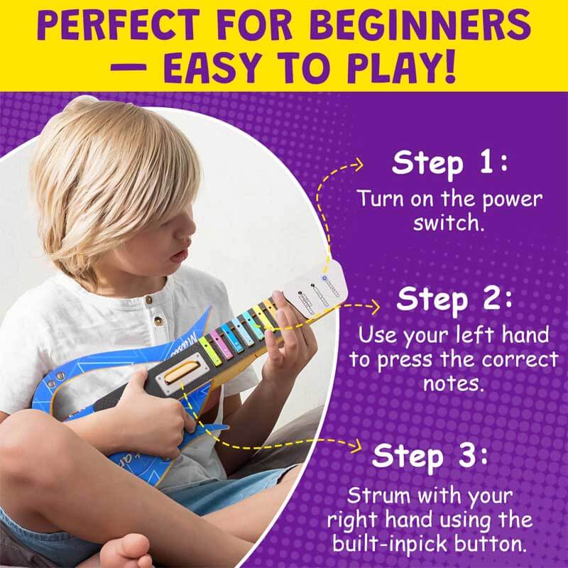 Finished Kids Electronic Wooden DIY Play Guitar, a handmade musical instrument for children