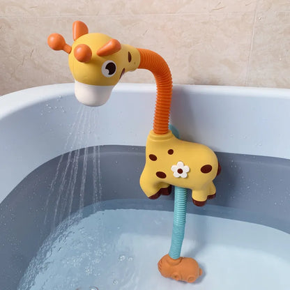 Playful elephant faucet bath toy with water spraying, perfect for toddlers and interactive play