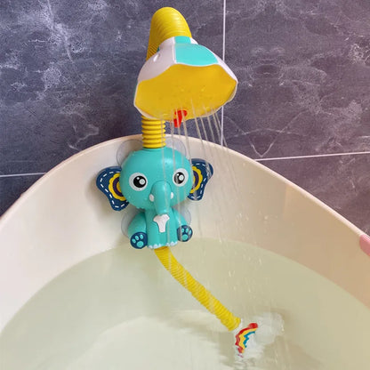 Bright blue elephant shower toy, a fun waterspray accessory for kids' bath time