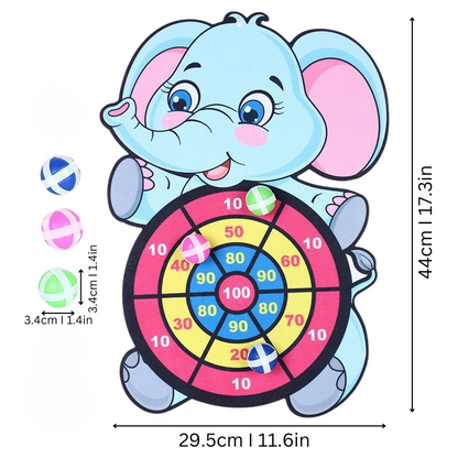 Educational children's sticky dartboard featuring an elephant design, perfect for developing motor skills and outdoor games