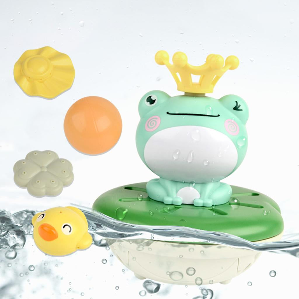 Top-down view of the Kids' Enchanting Frog Fountain Bath Toy, showing its unique fountain mechanism for sensory fun.