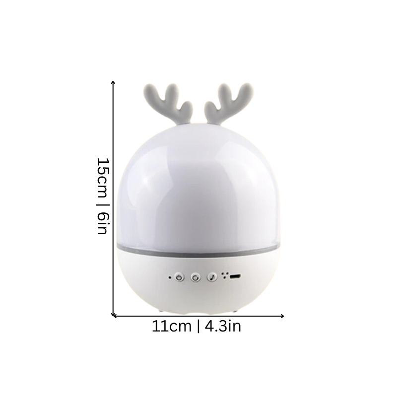 Rechargeable star projector night light for kids, projects starry sky onto bedroom ceiling, with lullaby function