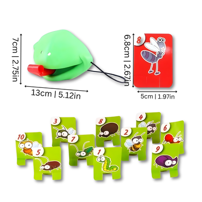 Close-up of Fun Chameleon Board Game pieces, including chameleon masks and target cards