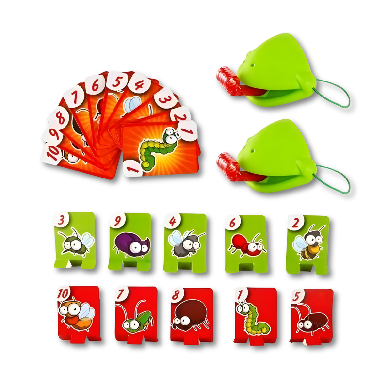 Child laughing while wearing a chameleon mask from the Unisex Fun Chameleon Board Game