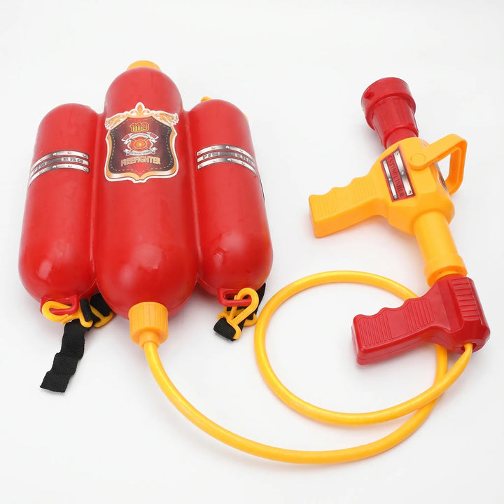 Fun fire rescue themed backpack water gun for boys & girls. Encourages imaginative outdoor splash games.
