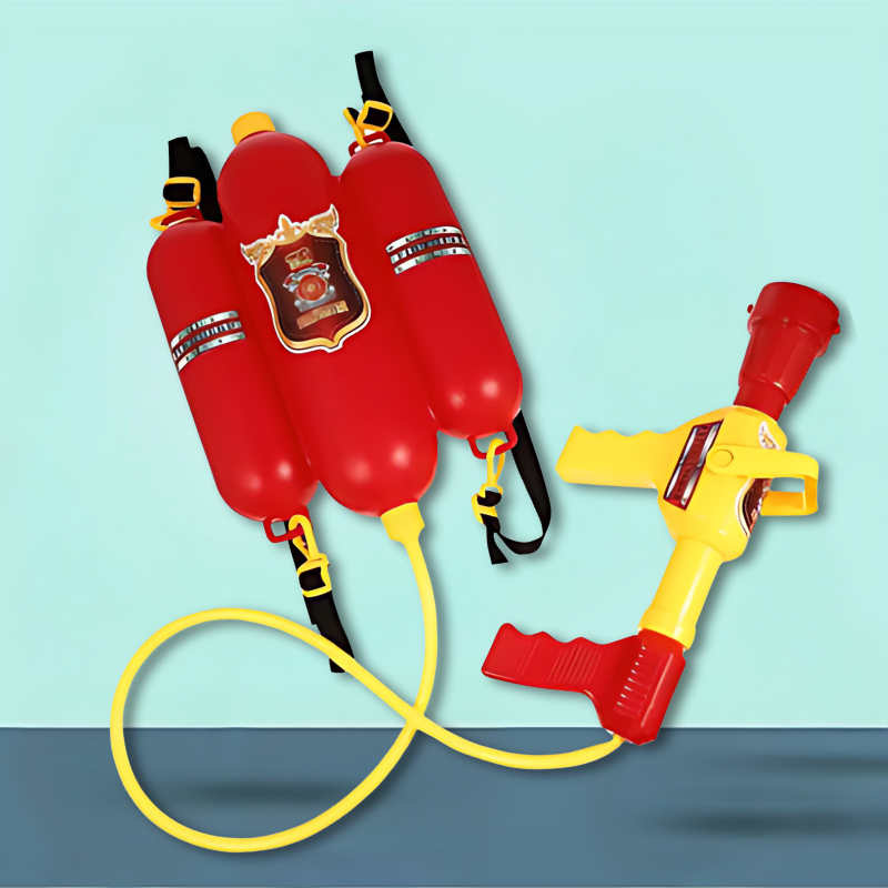 Kids' firefighter water blaster with large tank for outdoor summer fun and active backyard play