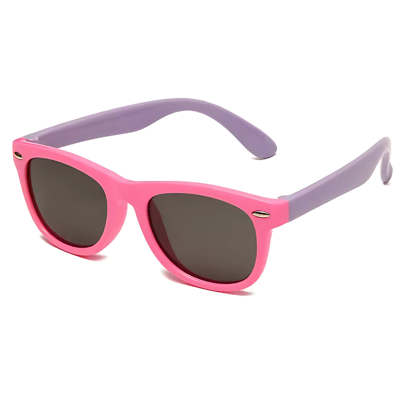 Durable kids' UV400 round polarized sunglasses, flexible TR90 frame for active toddlers.