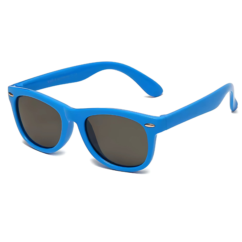 Flexible round kids sunglasses, UV400 protection & polarized lenses, perfect for young boys & girls.