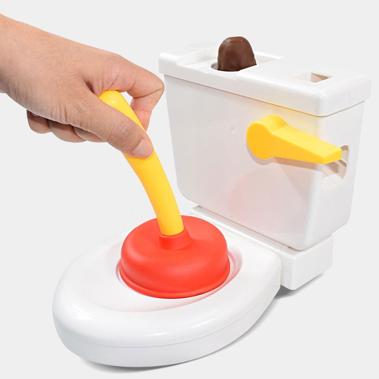 Action shot of the Flying Poop Game in play, demonstrating a fast-paced reaction and skill-based party game.