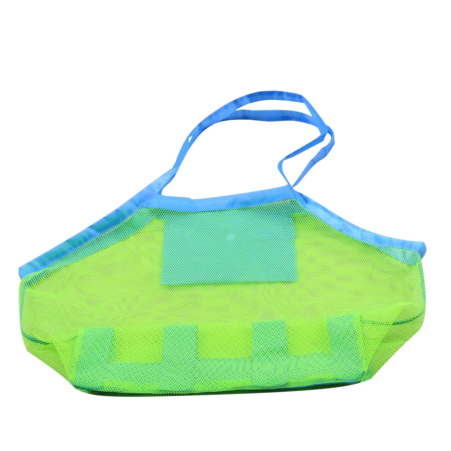 Pink foldable mesh beach bag for kids, perfect outdoor accessory for toys & swim gear.