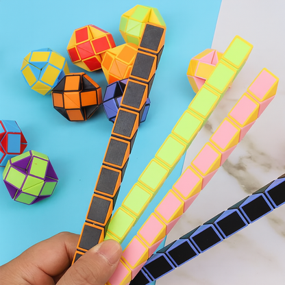 Kids' Foldable Sensory Puzzle Toy Set with vibrant interlocking pieces for educational play & stress relief