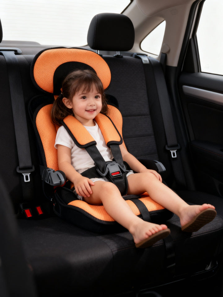 Lightweight foldable booster seat for kids, ensuring toddler safety with its 5-point harness.