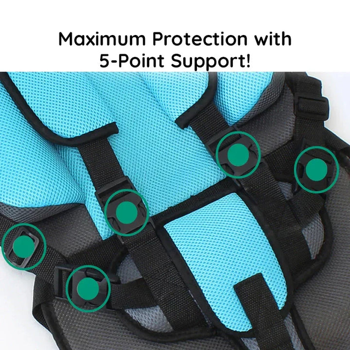 Travel-friendly booster seat for children, a junior car seat with strong 5-point safety straps.