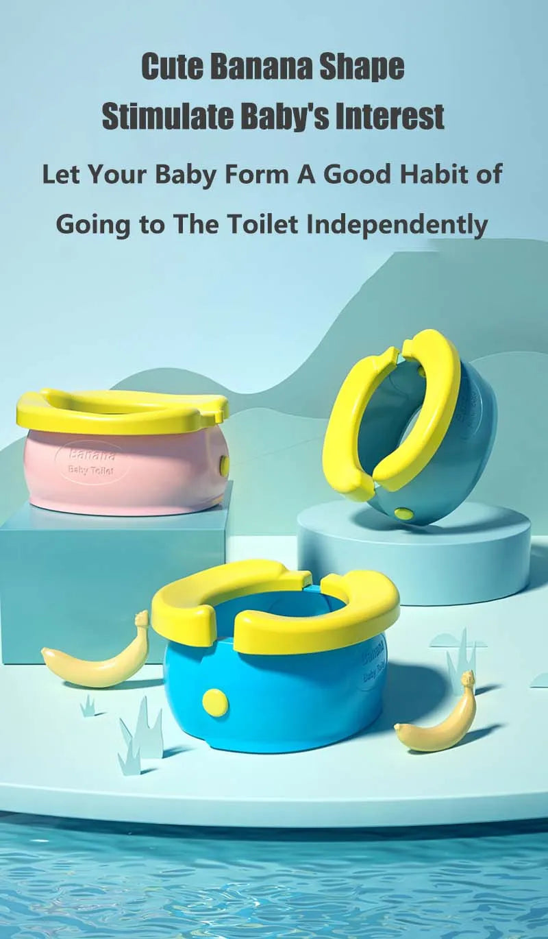 Side view of the foldable travel potty seat, showing its compact design