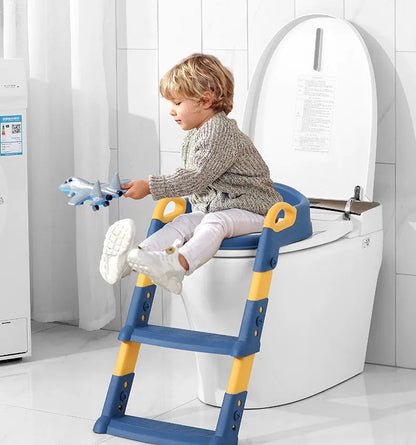 Kids' adjustable folding potty seat, ideal for toddlers beginning toilet training, with stable steps