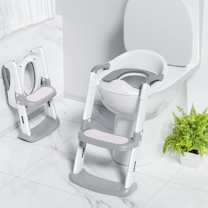 Baby gear: kids' folding potty training seat featuring adjustable anti-slip steps for secure and easy use