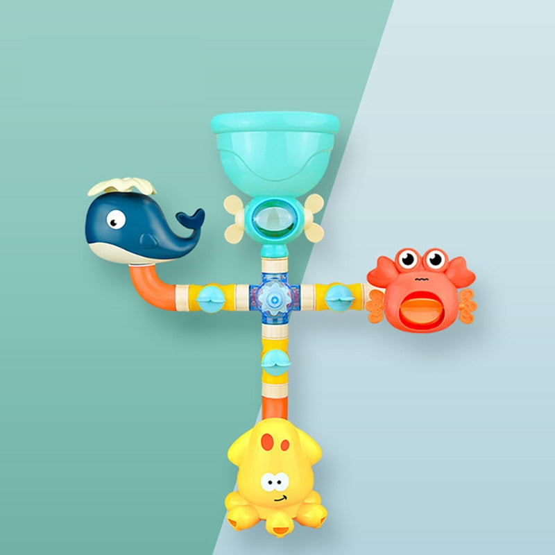 Kids' Fountain Bath Toy Set with suction cups, colorful water play for toddlers