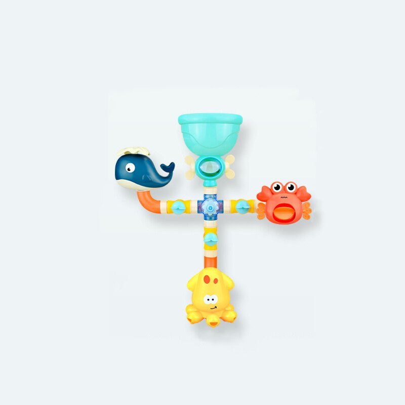 Toddler bath toy set: interactive fountain with suction cups for sensory play fun