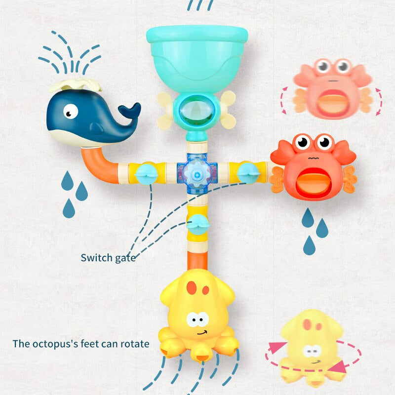 Baby gift: developmental bath toy fountain with suction cups, perfect for water play