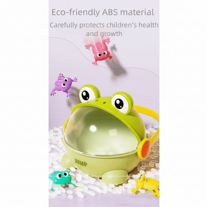 Detailed shot of a child's hand launching a frog in the versatile motor skill development game