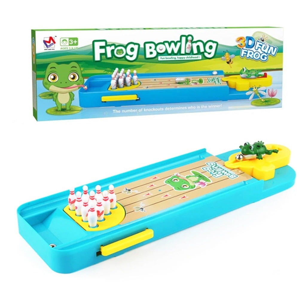Kids Frog Bowling Game Set, vibrant, for motor skill development, indoor play