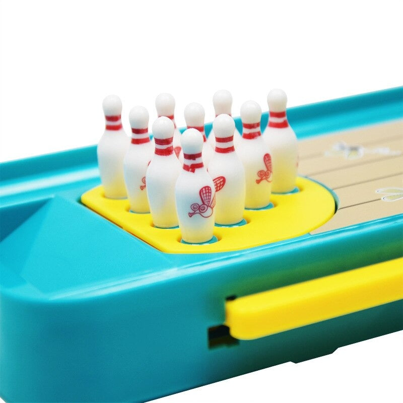 Full set of Kids Frog Bowling, 10 pins and ball, perfect for family fun activities