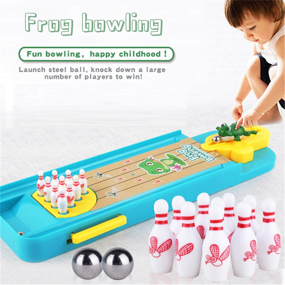 Group of kids enjoying Frog Bowling Set, promoting social skills and active play