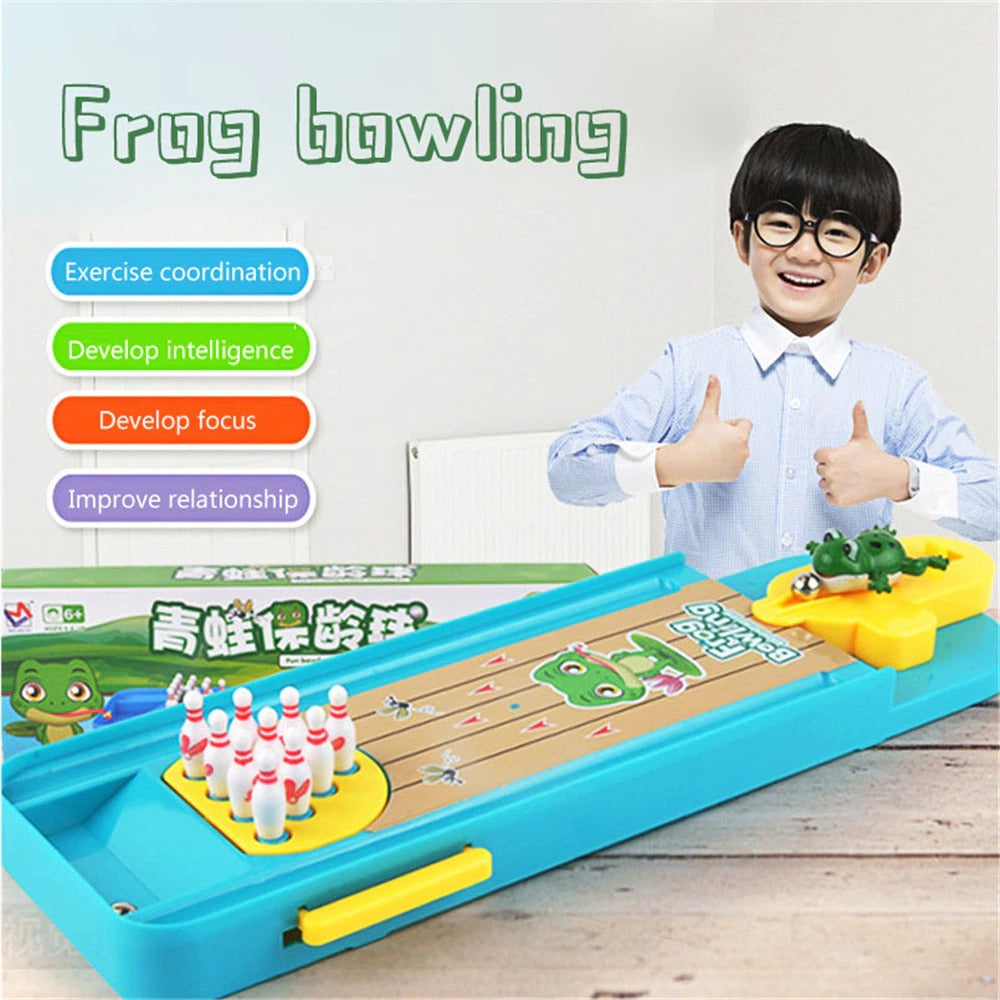 Colorful Frog Bowling Toy Set, designed for young children, enhancing fine motor skills