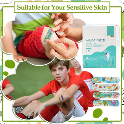 Cartoon adhesive bandages for kids, ensuring fun and effective first aid.