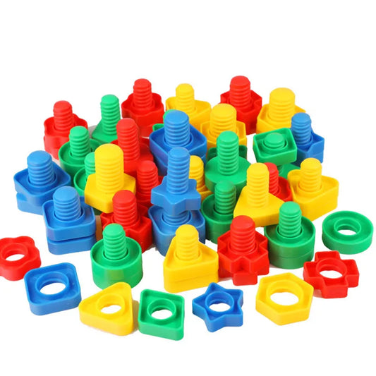 Kids Geometric Nut Shape Match Puzzle Toy Set, colorful shapes for Toddler learning