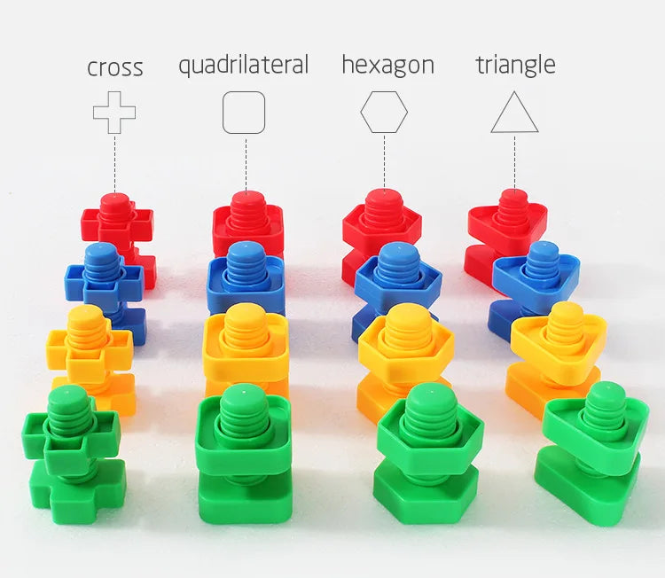Preschool learning toy: Kids Geometric Nut Shape Match Puzzle, building blocks & shape sorter