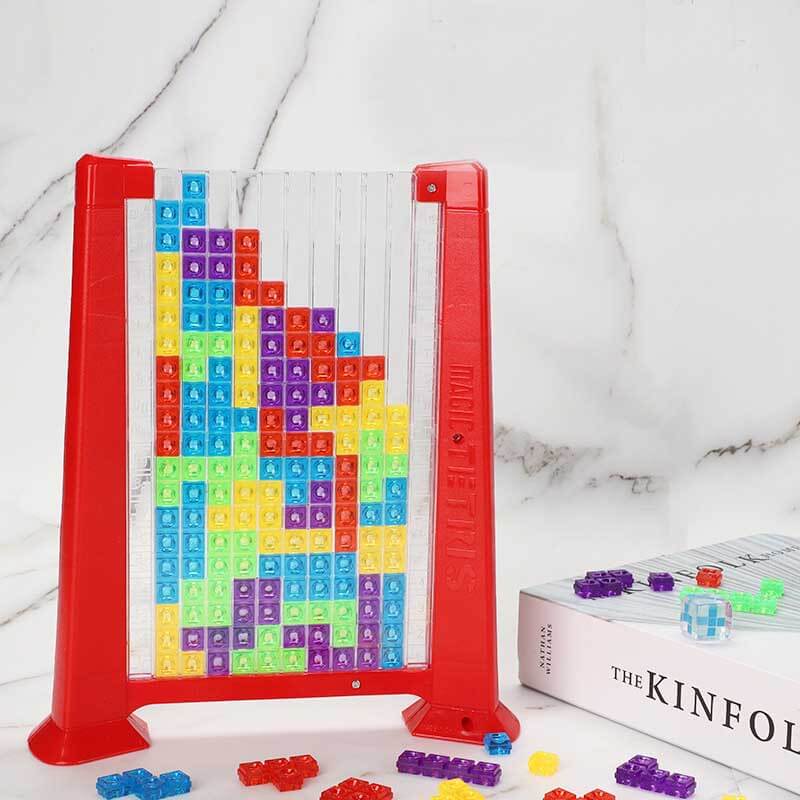 Children's game with colorful geometric building blocks, ideal for early learning and problem-solving