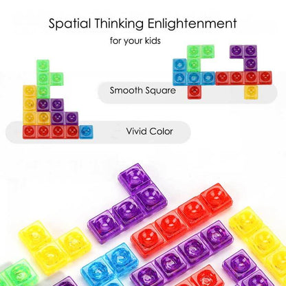 Brightly colored kids' puzzle blocks, designed to enhance spatial reasoning in young children