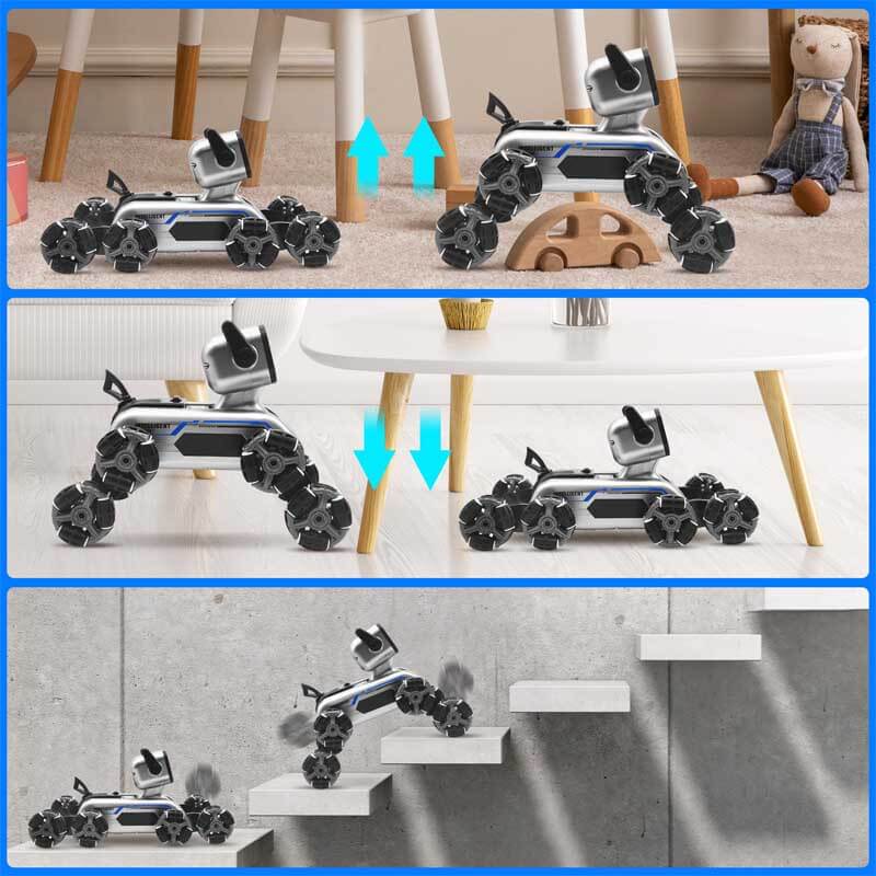 Remote control robot dog toy for kids, 8 wheel drive, responding to a hand gesture