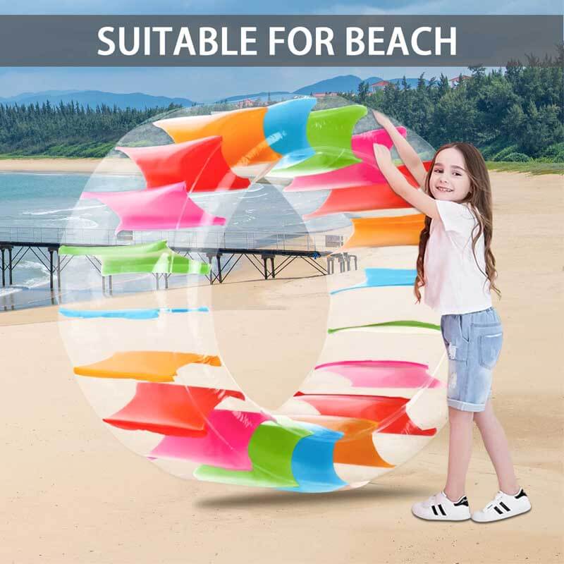 Durable PVC giant rainbow water wheel roller, inflatable pool toy for active kids