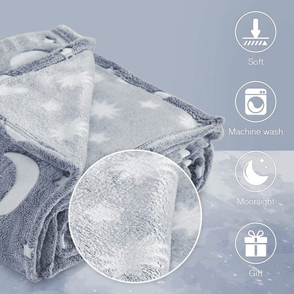 Soft children's bedding, sun and moon glow blanket, perfect night sky luminous throw
