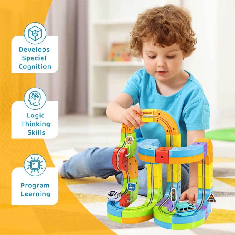 Kids STEM Toy: Gravity-Defying Building Train Track Set, designed for hands-on learning and imaginative construction