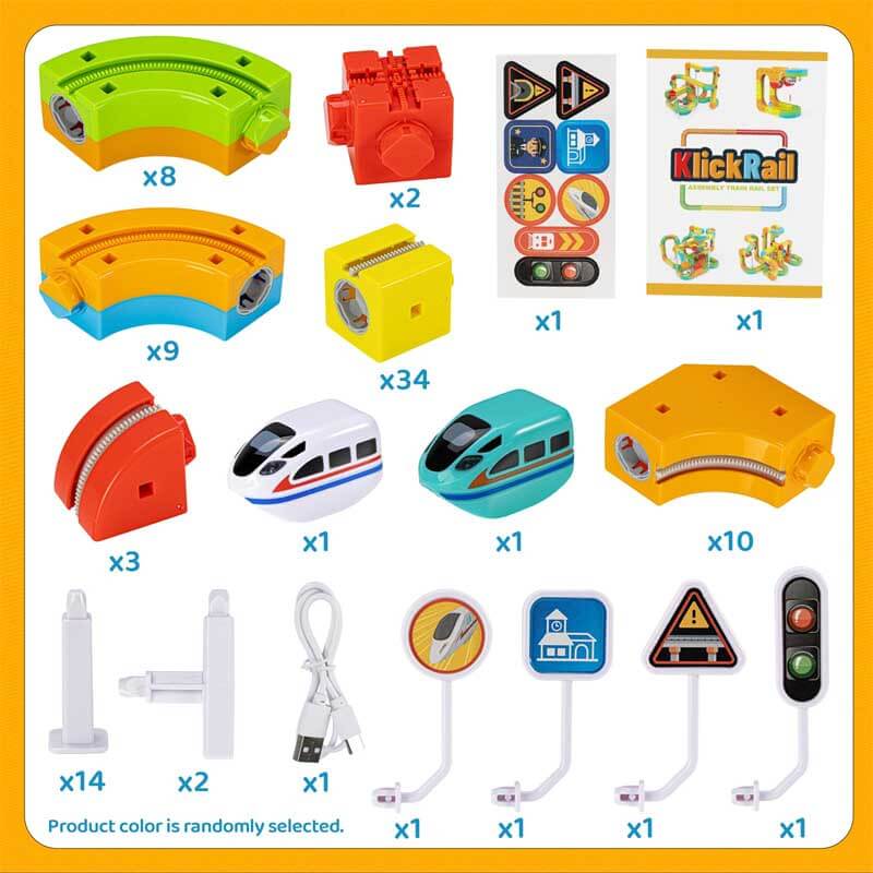 Full view of the Gravity-Defying Train Track Set assembled, a perfect educational toy gift for kids