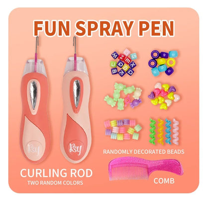Hair accessory set with a braiding machine, combs & clips for fun, easy children's hair styling.