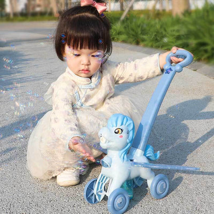 Unisex kids' pony bubble machine producing numerous bubbles, ideal summer fun toy