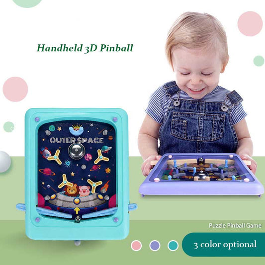 Kids' handheld 3D pinball game toy, vibrant plastic for children's educational fun & reaction skill.