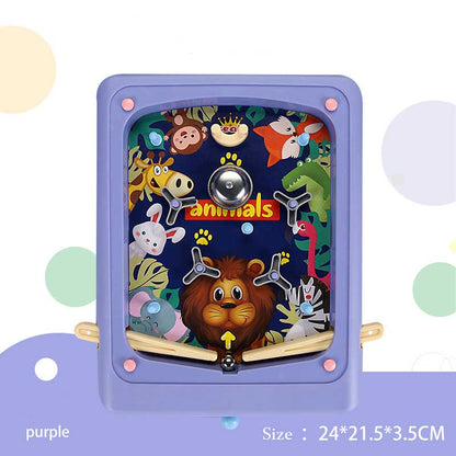 Top view of a durable plastic handheld 3D pinball game, perfect kids toy for travel and skill.