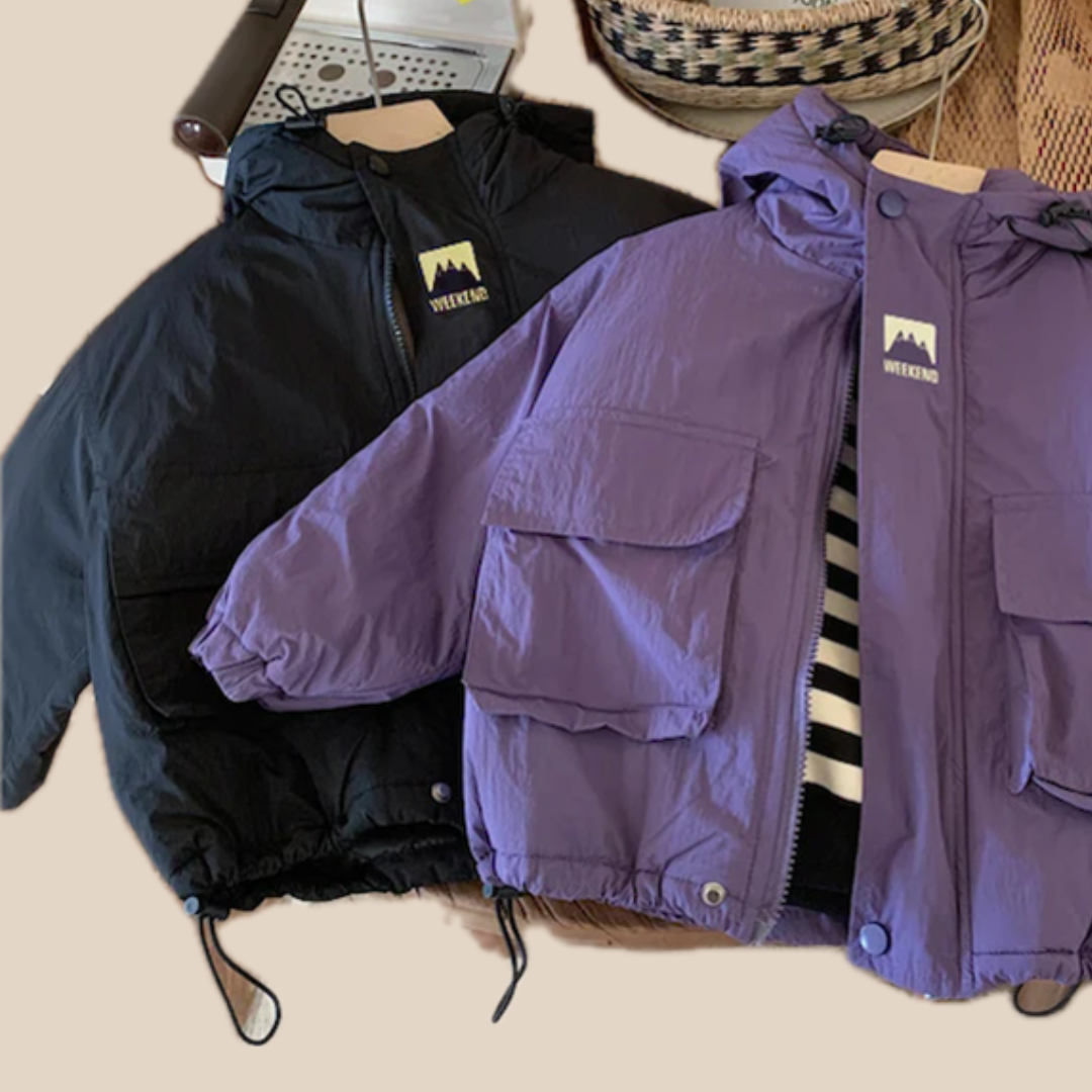 Green kids' hooded windbreaker, lightweight and easy to pack, great for play