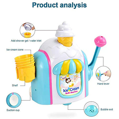 Developmental Ice Cream Bubble Machine Bath Toy, enhancing sensory play for kids