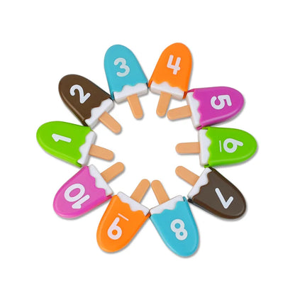 Montessori-style Ice Cream Math Stacking Game, preschool learning toy for number recognition.
