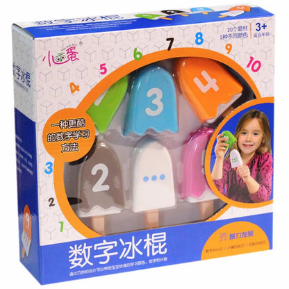 Vibrant Ice Cream Math Stacking Game, ideal for kids' math skills, counting, and color learning.