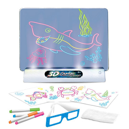 Kids' illuminating 3D drawing board for creative art with glowing pens, perfect for educational play and STEM learning.