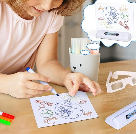 Complete set of kids' illuminating 3D drawing board with accessories, a perfect children's gift for creative fun.