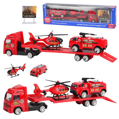 Detailed rescue vehicle playset, featuring a firetruck & ambulance; perfect for creative, educational play in kids aged 3+.