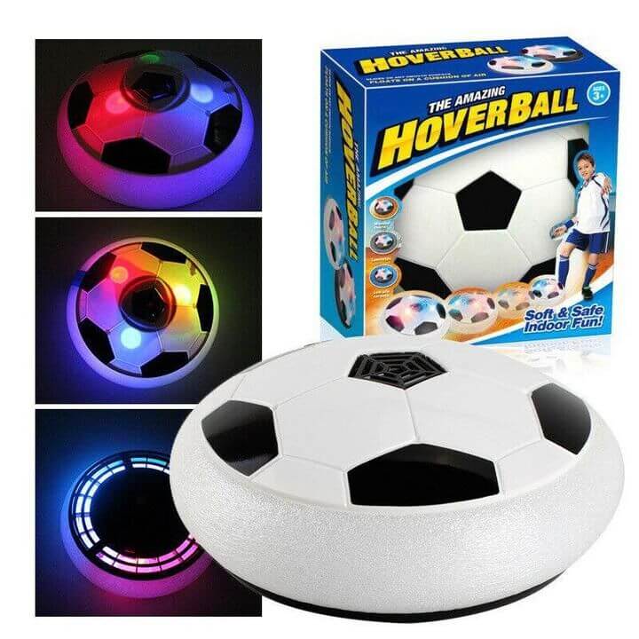 Kids Indoor Air Hover Soccer Ball Game Set with colorful LED lights, perfect for active family fun.